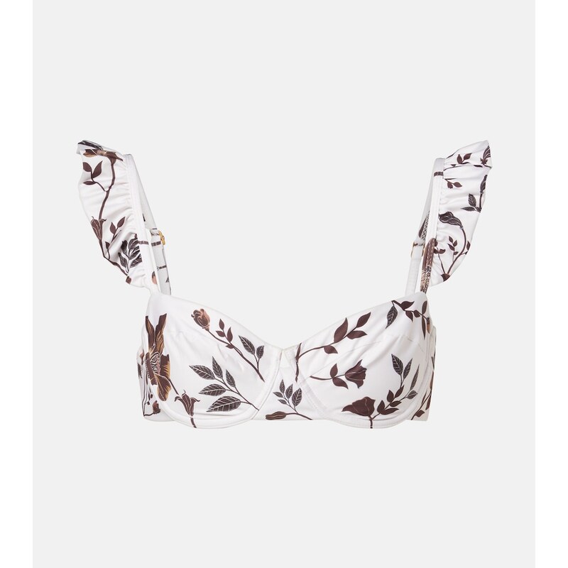 Agua by Agua Bendita Kiwi floral ruffled bikini top