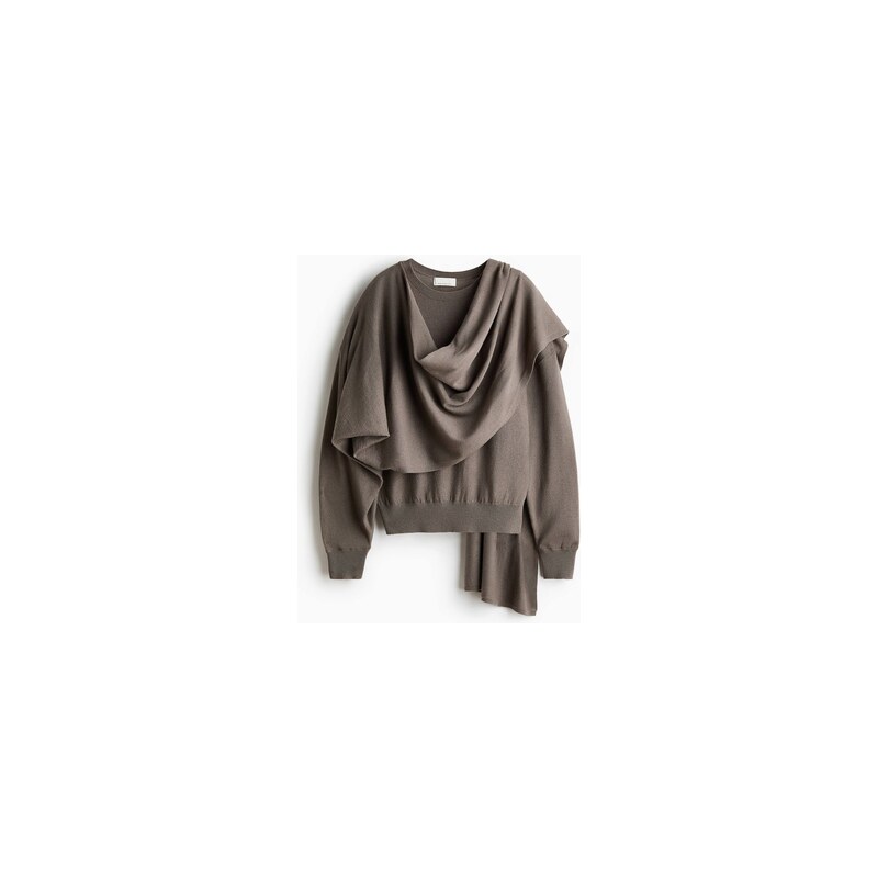 H&M - Svetr z kašmírové směsis šálovým detailem - Hnědošedá