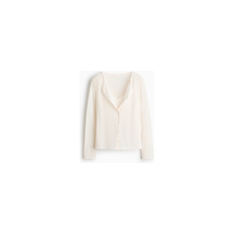 H&M - Kardigans efektem vrstvení - Krémová