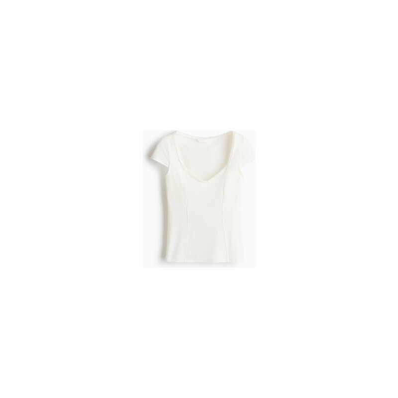 H&M - Tops krajkovým lemem - Bílá