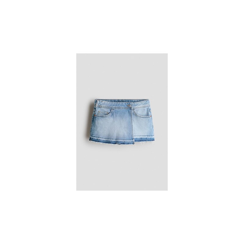 H&M - Džínová zavinovací šortková sukně - Světlý Denim Blue