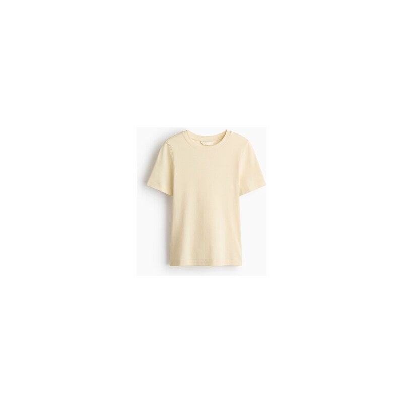 H&M - Bavlněné tričko - Bledě Žlutá