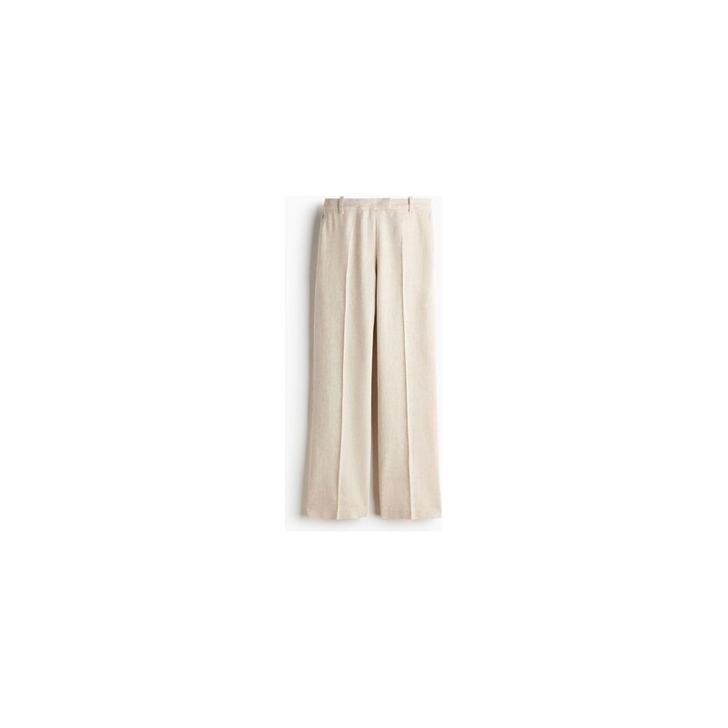 H&M - Elegantní kalhoty z lněné směsi - Světle Béžová