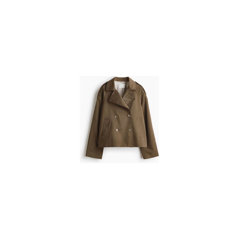 H&M - Krátký trenčkot - Tmavě Zelená Khaki
