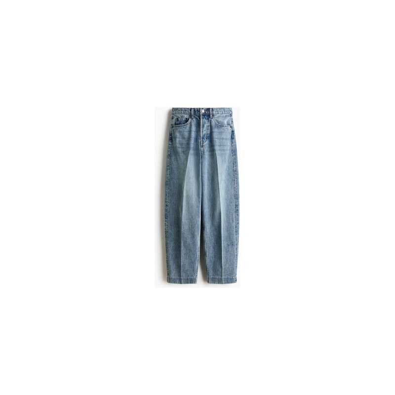 H&M - Barrel High Ankle Jeans - Světlý Denim Blue