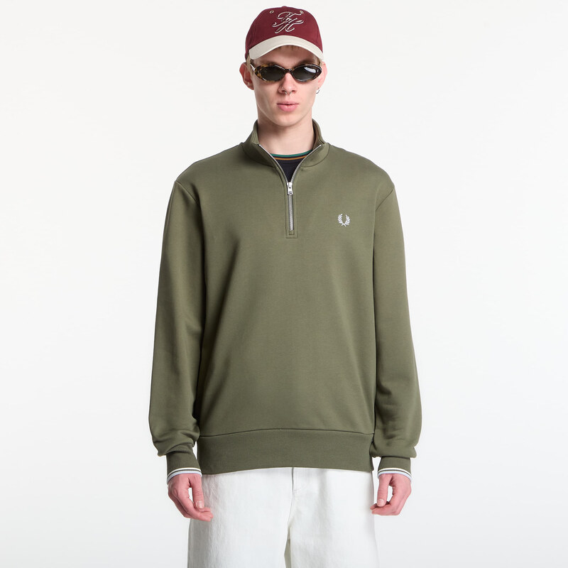 Mikina Fred Perry Half Zip Sweatshirt Green XL