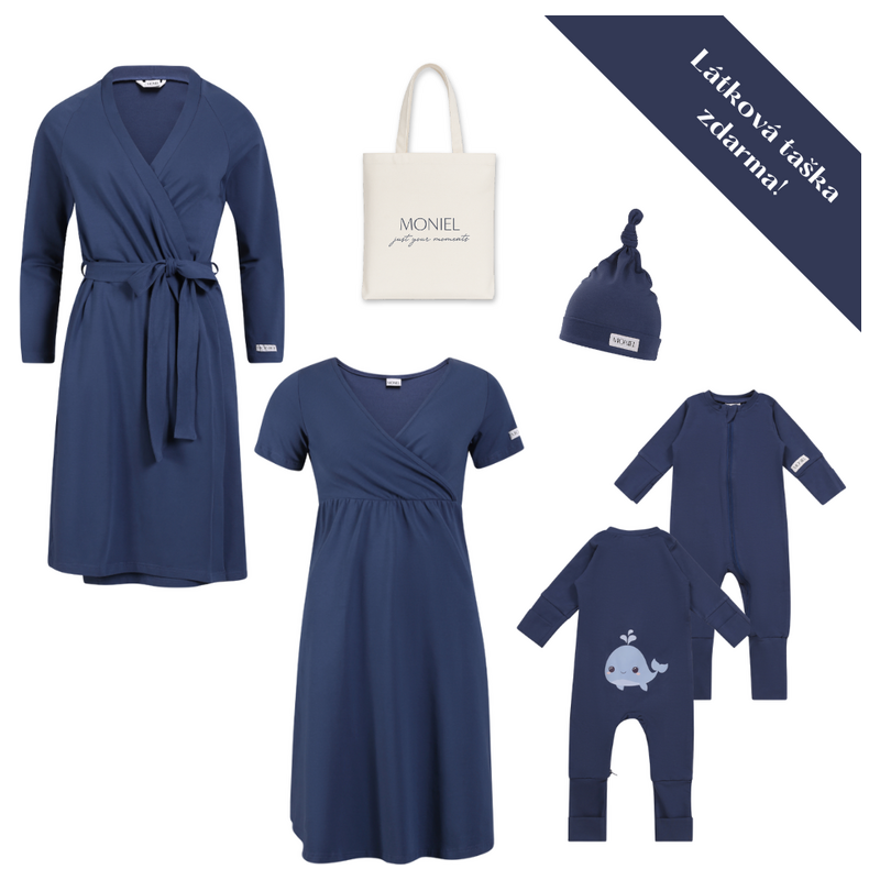 Moniel souprava do porodnice pro maminku a miminko Newborn Navy