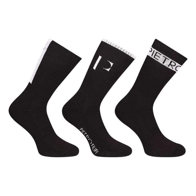 3PACK ponožky Pietro Filipi sportovní vysoké černé (3POC4)