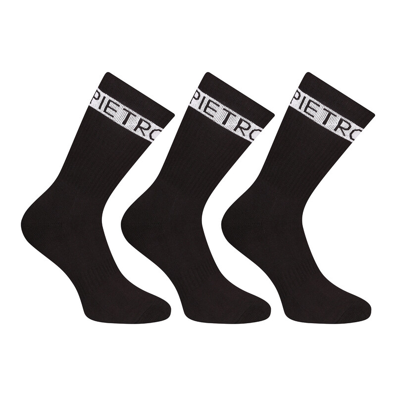 3PACK ponožky Pietro Filipi sportovní vysoké černé (3POC1)