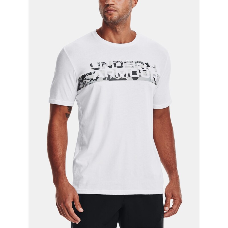 Triko Under Armour Camo Chest Stripe Ss an White