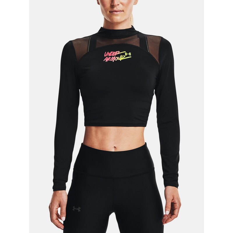 Triko Under Armour HG Q3 Crop ockneck Wmn Black