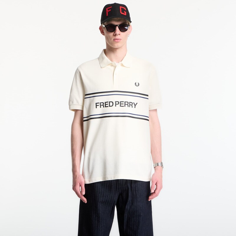 Tričko Fred Perry Fred Perry Graphic Polo Shirt Ecru L