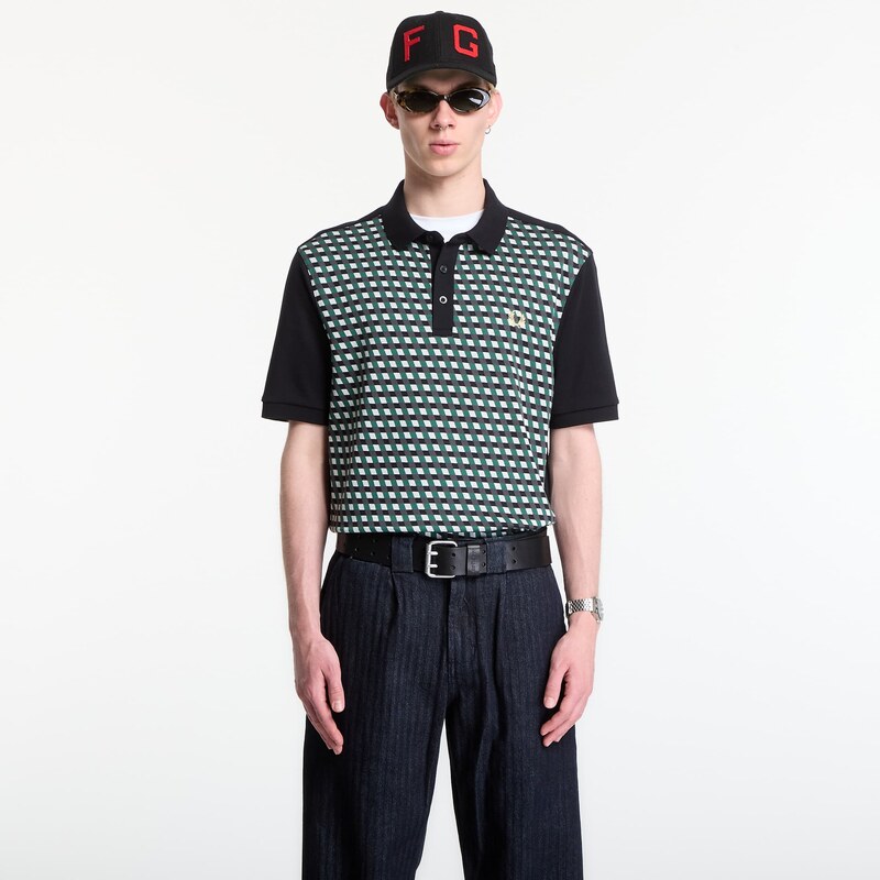 Tričko Fred Perry Geometric Polo Shirt Black M