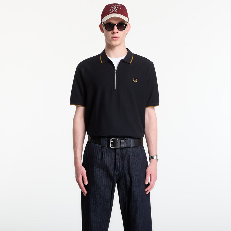 Tričko Fred Perry Crepe Pique Polo Shirt Black S
