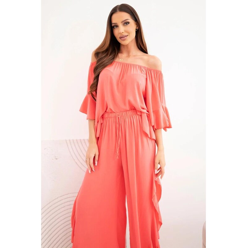 MladaModa Viskózový komplet v boho stylu s volány model AR0651