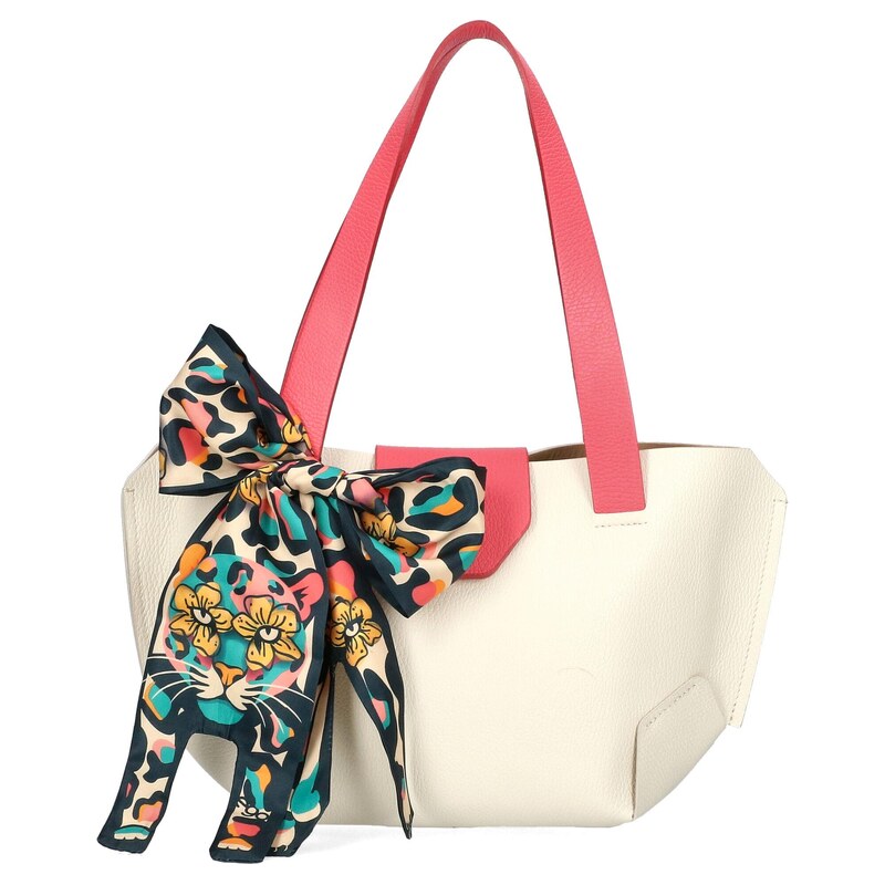 Kožená shopper bag kabelka EGO ES0316WF krémová