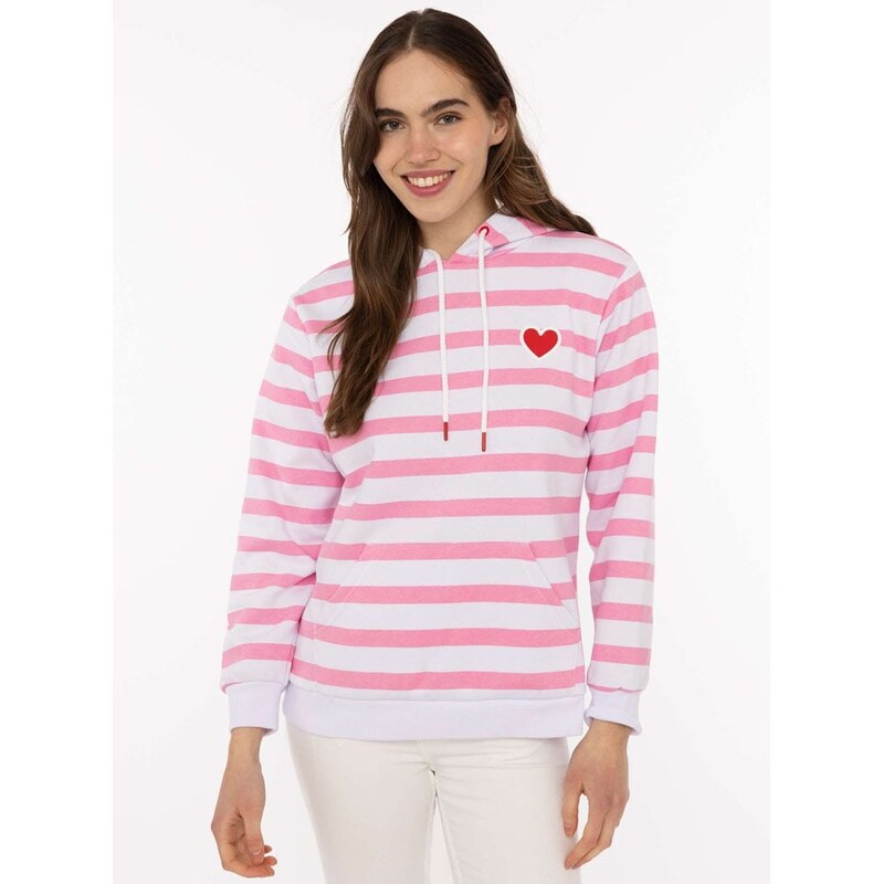 Mikina Zwillingsherz Pink/ Weiß 9384143