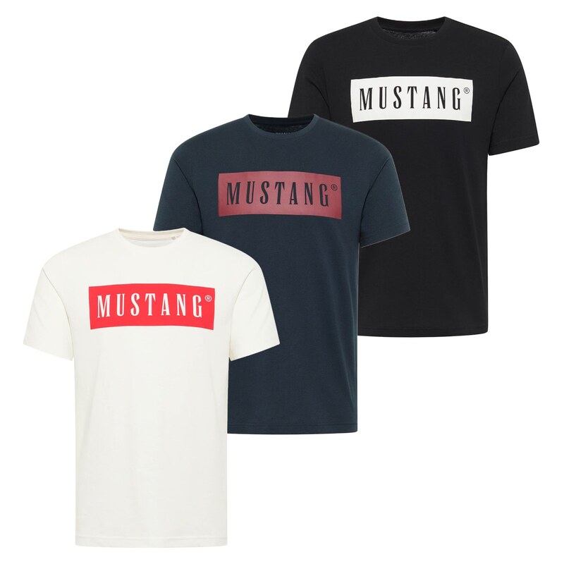 MUSTANG Tričko modrá / červená / černá / bílá
