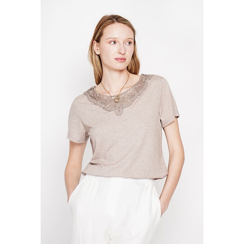 Tričko Le Jardin du Lin Beige 4691258