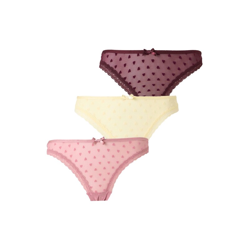 Hunkemöller Tanga pastelově žlutá / cyclam / růžová