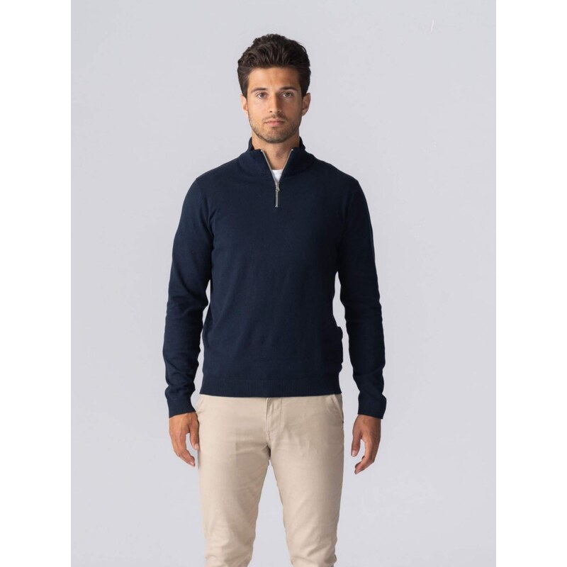 TEESHOPPEN Svetr  Pullover Half  námořnická modř
