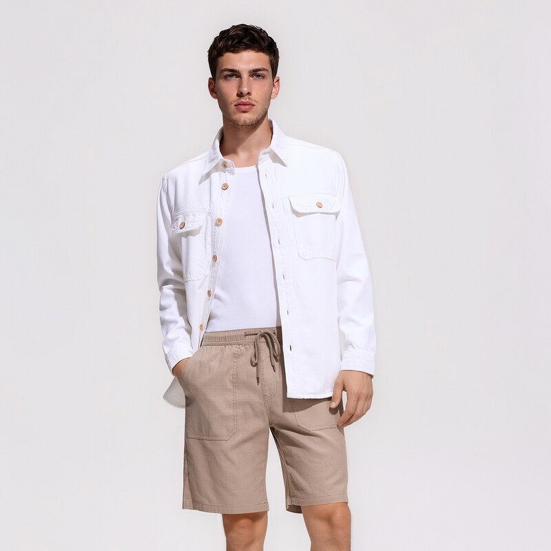 Reserved - Regular fit jogger šortky - béžová