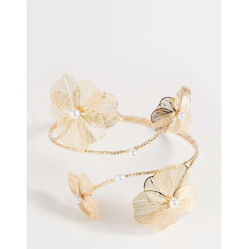 Accessorize filigree flower arm cuff in gold