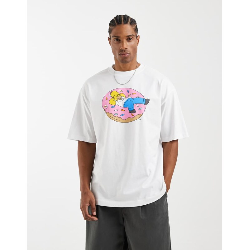 ASOS DESIGN oversized tee with the Simpsons print in white