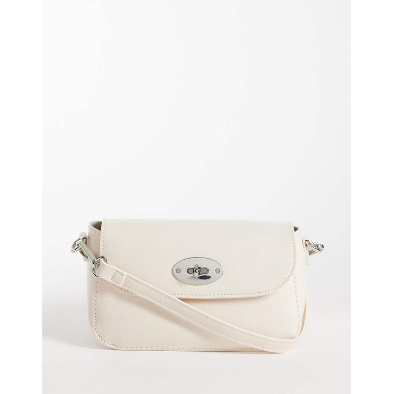 PASQ twist lock cross body bag in cream-White