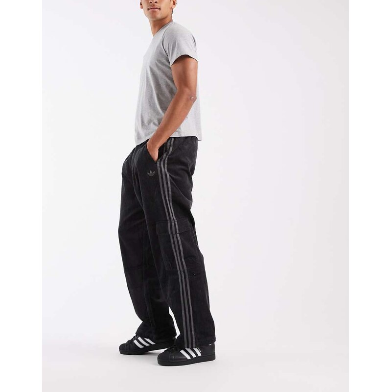 adidas Originals Adicolor cord cargo pants in black