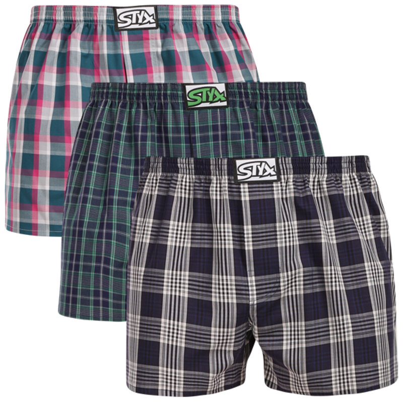 3PACK pánské trenky Styx klasická guma vícebarevné (3A30190)