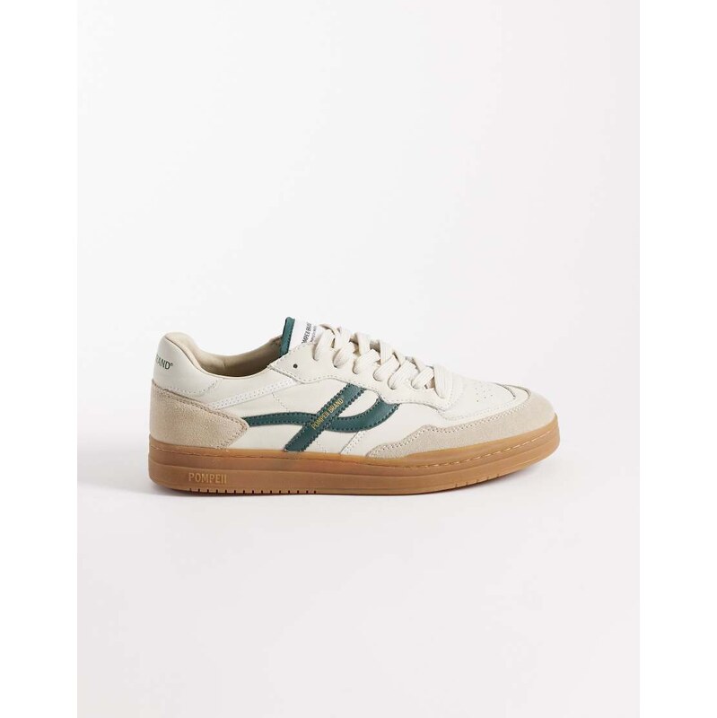 Pompeii UK Pompeii pippa leather lace up trainers in white multi