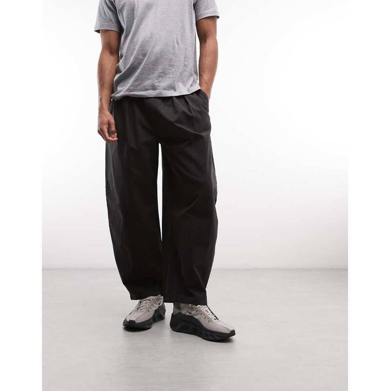 Weekday pull on barrel leg trousers in black