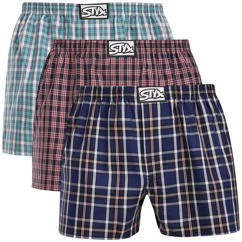 3PACK pánské trenky Styx klasická guma vícebarevné (3A30371)