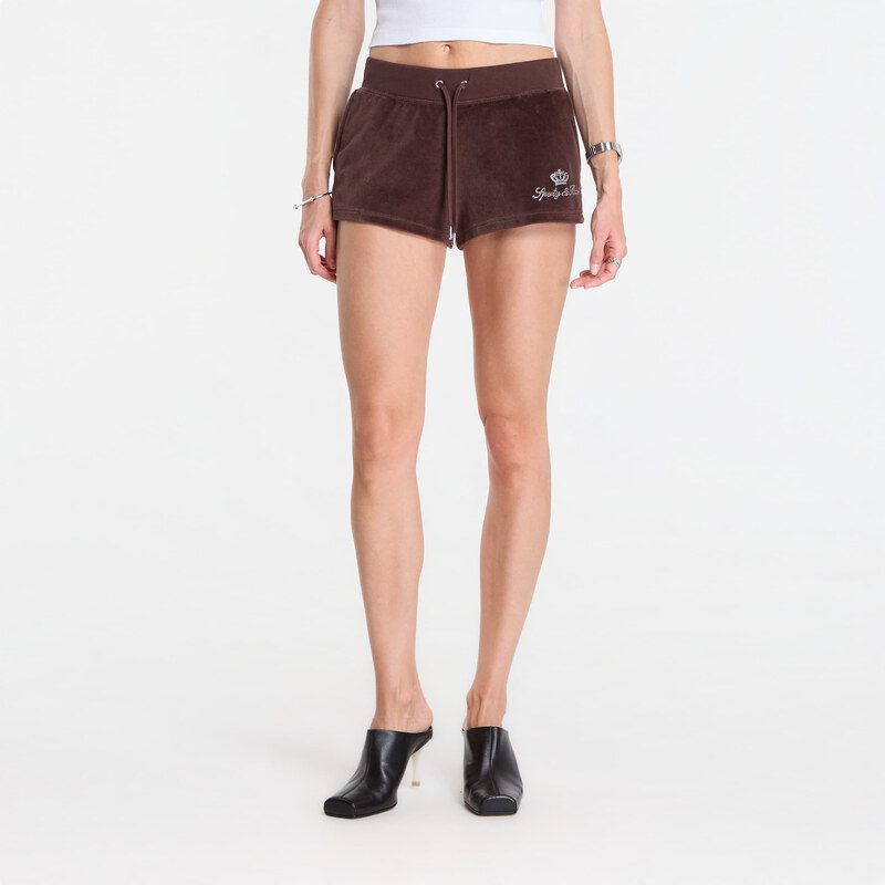 Šortky Sporty & Rich Juicy Script Velour Short Chocolate S