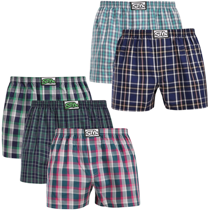 5PACK pánské trenky Styx klasická guma vícebarevné (5A3078901)