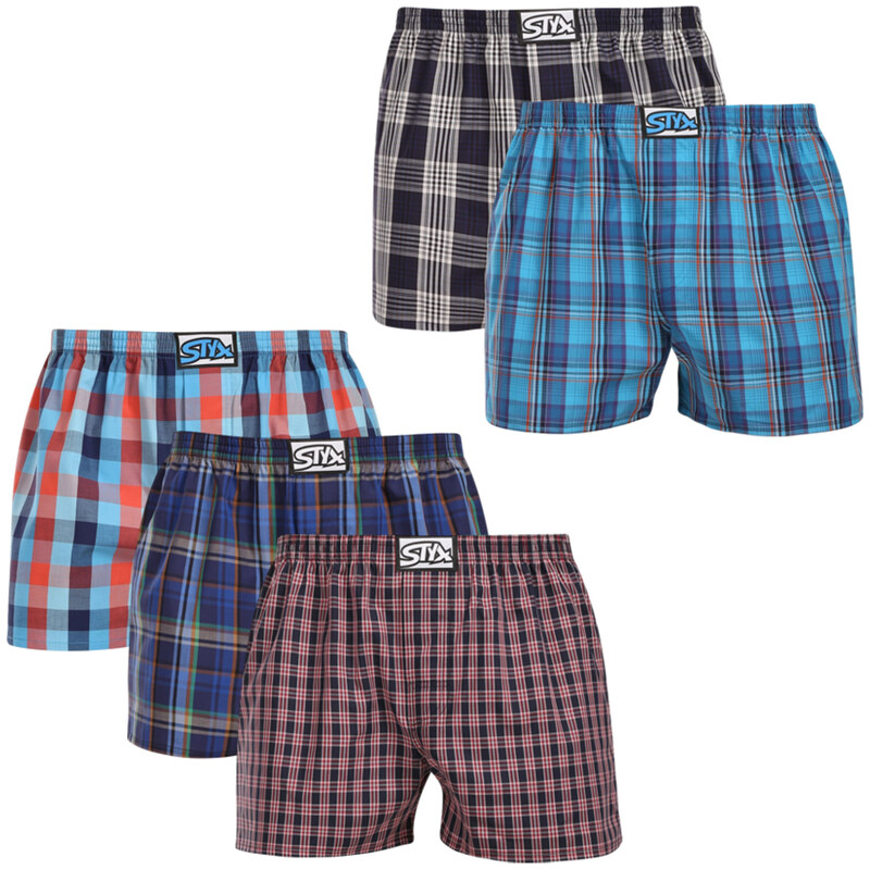5PACK pánské trenky Styx klasická guma vícebarevné (5A3013456)