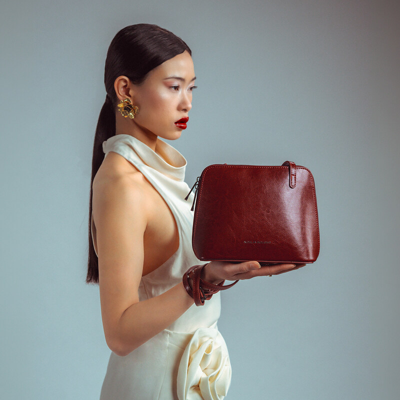 Kožená kabelka crossbody Noelia Bolger Tmavě červená NB 0115 TCV