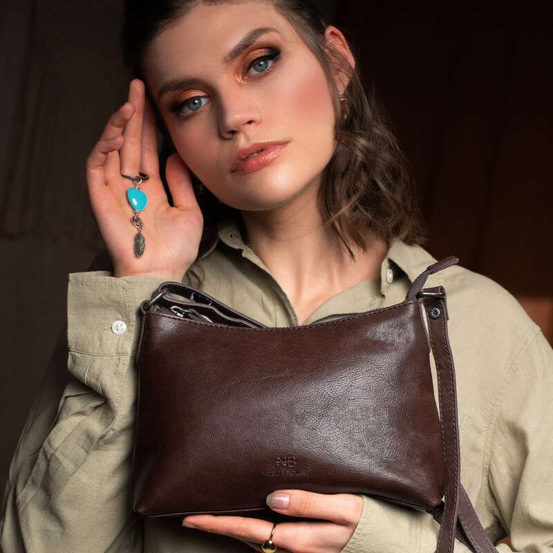 Kožená kabelka crossbody Noelia Bolger hnědá NB 3101 H