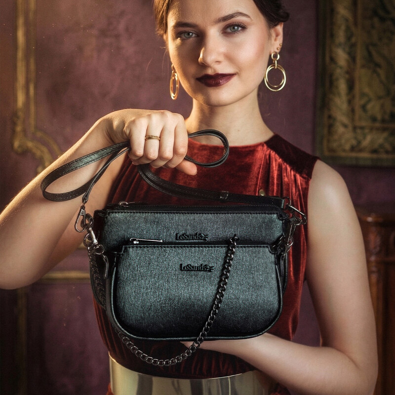 Kabelka ze syntetické kůže crossbody Le Sands černá 4609 C