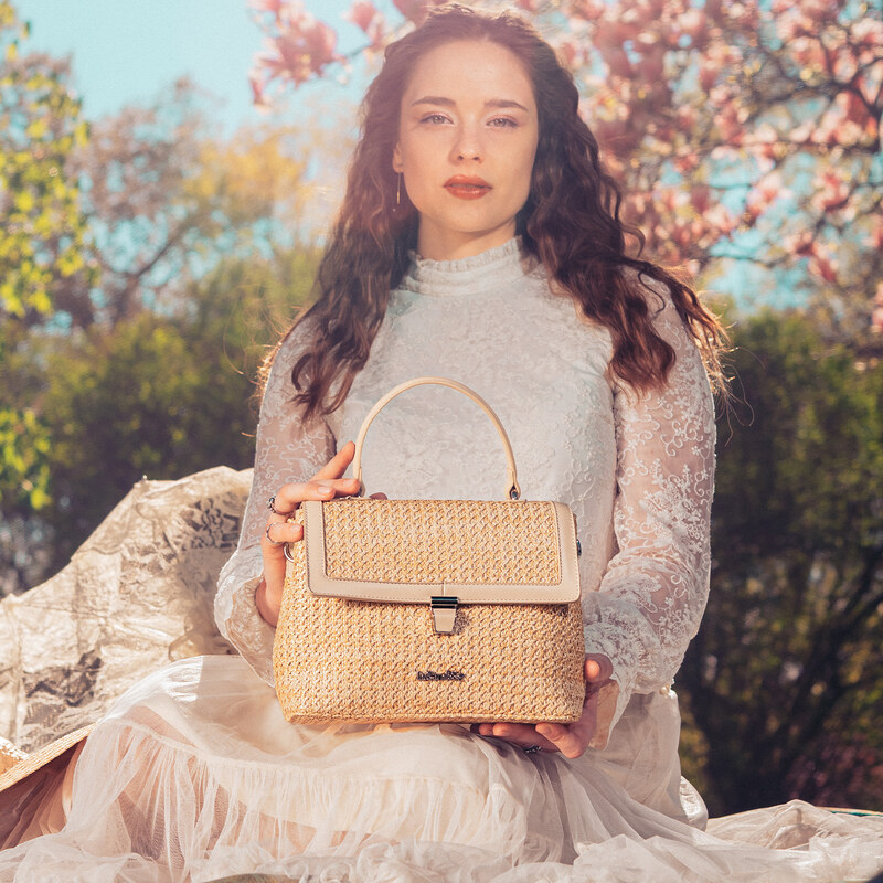 Kabelka ze syntetické kůže crossbody Le Sands béžová 4615 BE