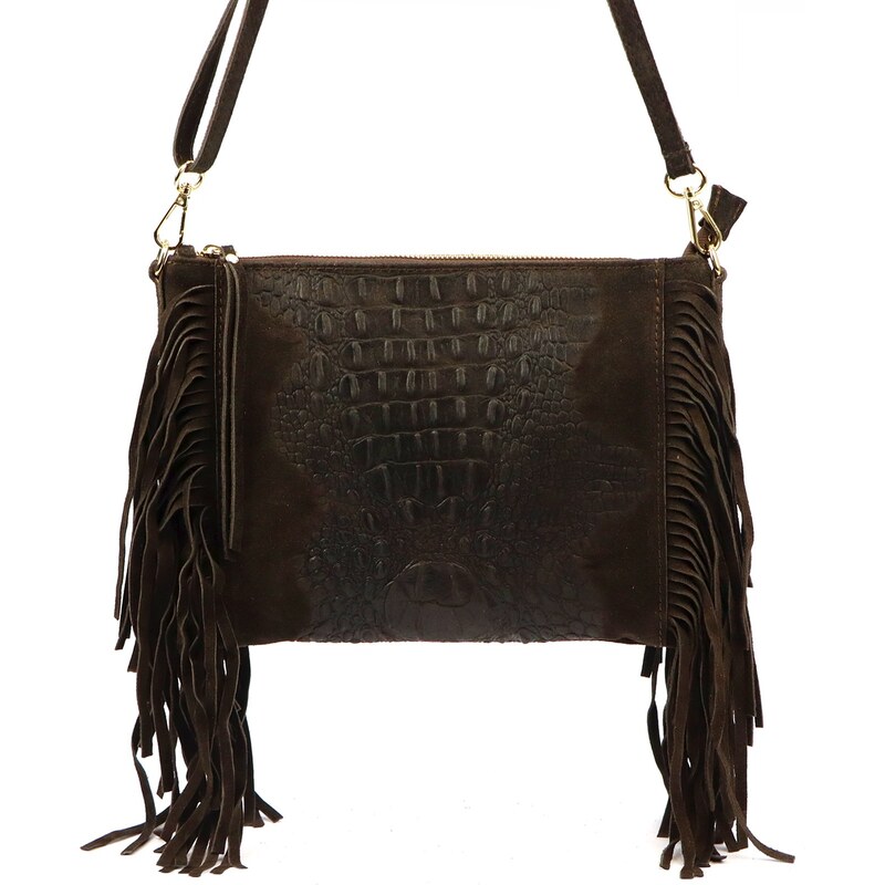 Luka Kožená crossbody kabelka 26-015 COCO tmavě hnědá