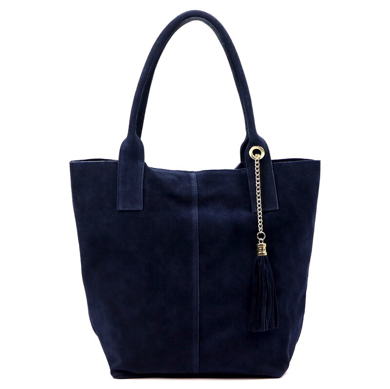 Kožená shopper bag kabelka Luka 26-036 modrá