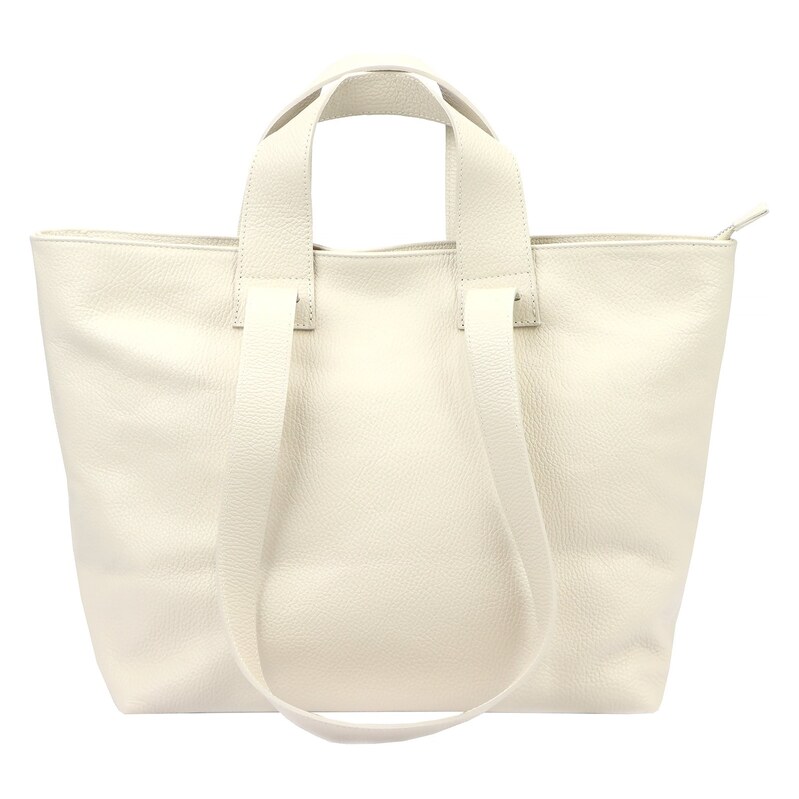 Kožená shopper bag kabelka Luka 25-078 DL krémová