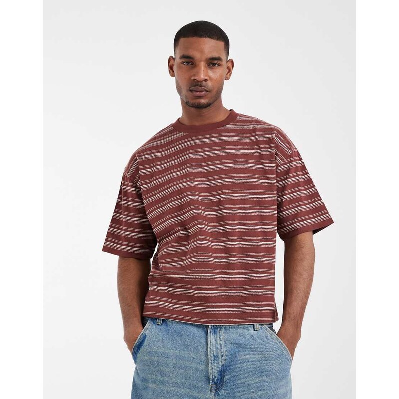 ASOS DESIGN heavyweight boxy oversized t-shirt in burgundy