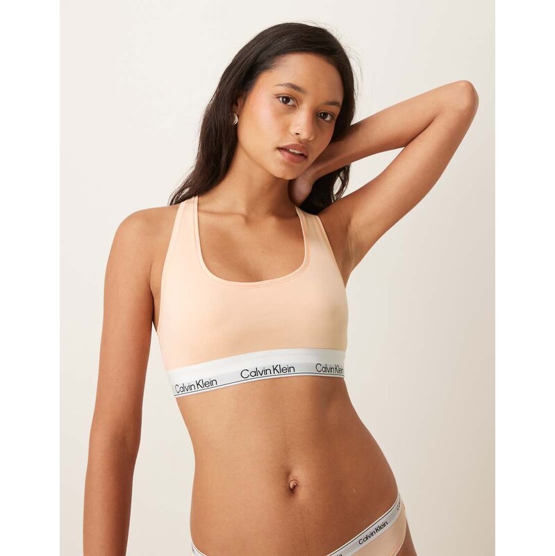 Calvin Klein Icon Cotton Modal unlined bralette in peach-Orange