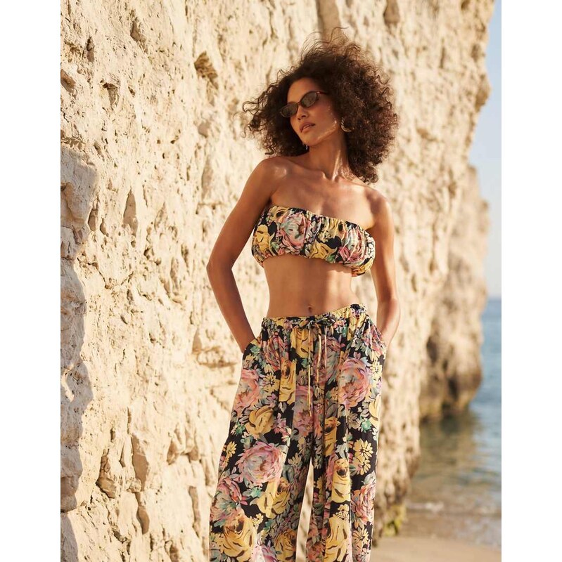 ASOS DESIGN pull on balloon trousers co-ord in floral-Multi