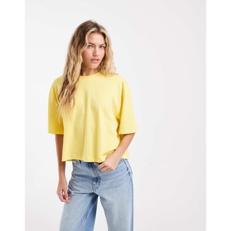 ASOS DESIGN boxy cropped t-shirt in yellow