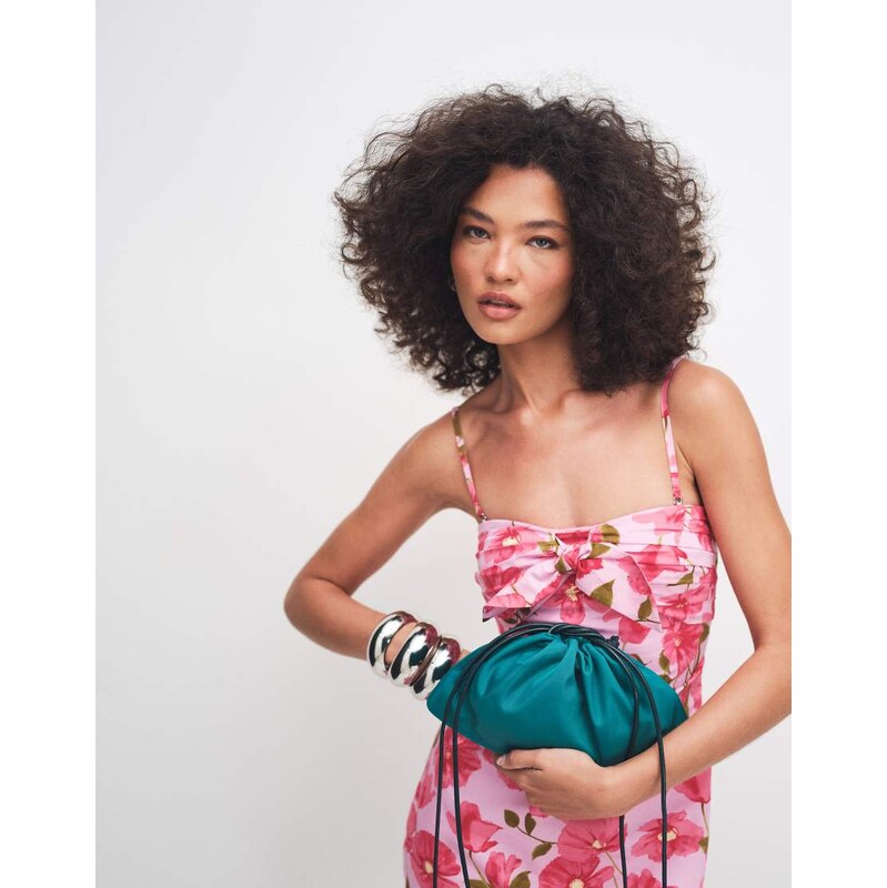 ASOS DESIGN pouch clutch bag in teal-Green