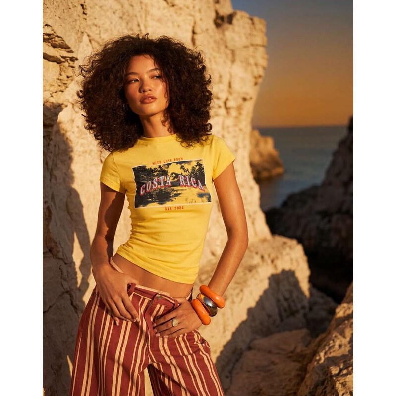 ASOS DESIGN Baby tee with Costa Rica embroidered graphic in